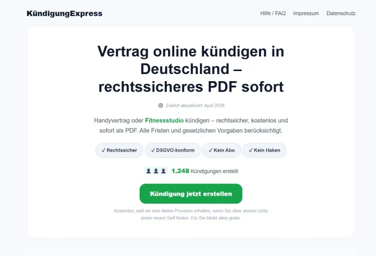 KündigungExpress jetzt kostenlos: Kündigungsschreiben als PDF ohne Bezahlschranke Bild: KündigungExpress jetzt kostenlos: Kündigungsschreiben als PDF ohne Bezahlschranke