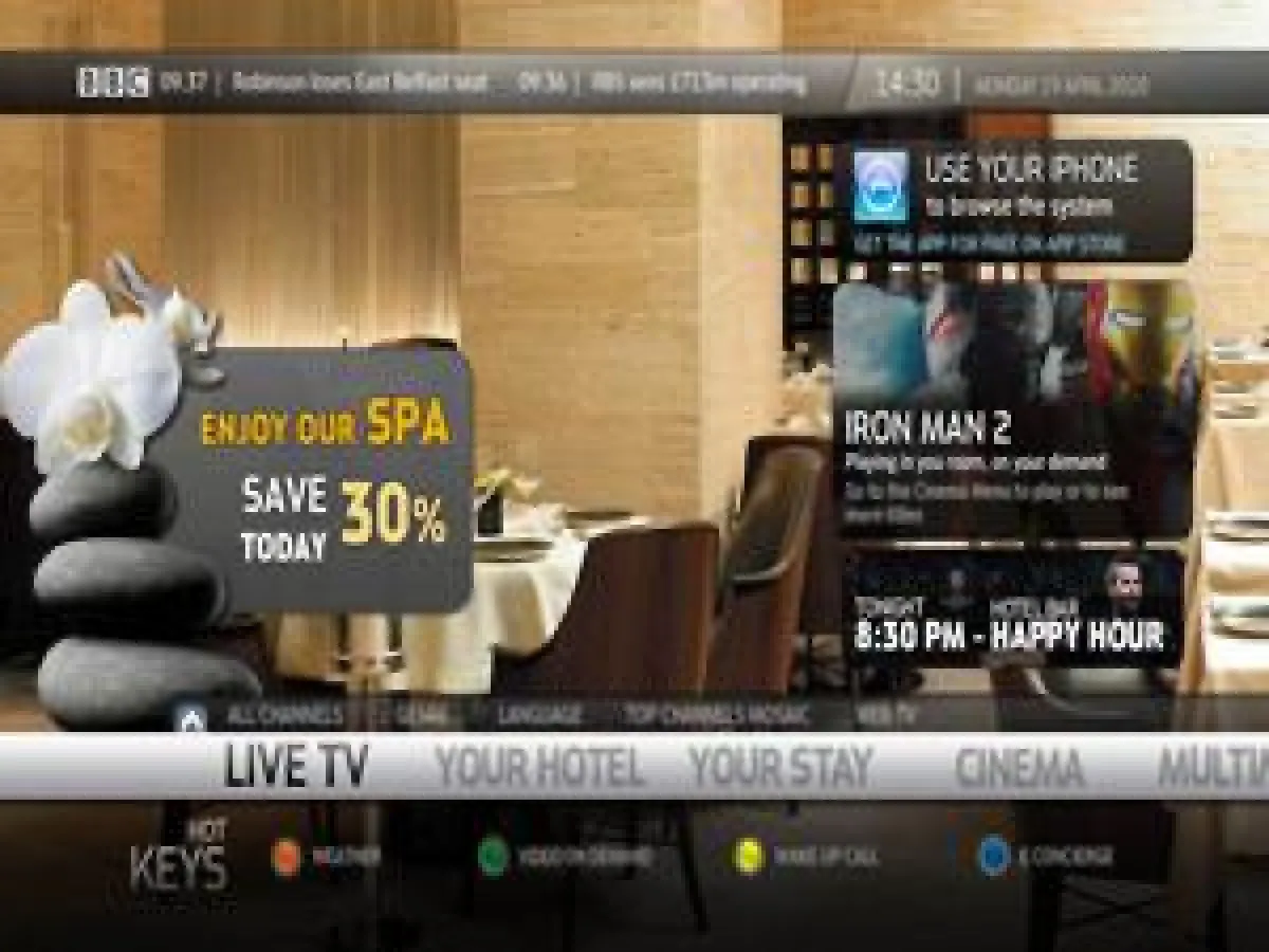 Der IPTV-Anbieter Locatel - 2M Electronics bietet 5-Sterne-Hotels modernen Multimedia-Service mit umfangreichen Inhalten.