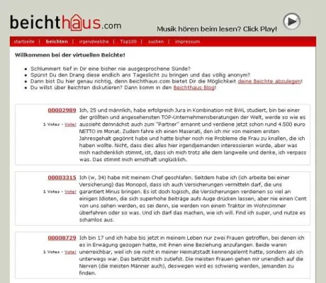Bild: Beichthaus.com: Das krasse Beichtportal für alle Onliner