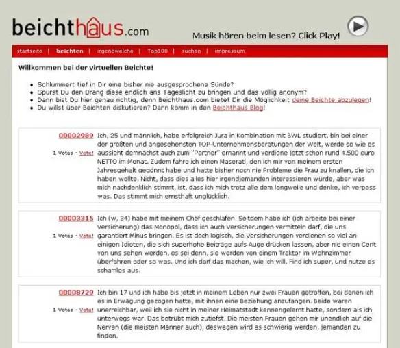 Beichthaus.com: Das krasse Beichtportal für alle Onliner Bild: Beichthaus.com: Das krasse Beichtportal für alle Onliner