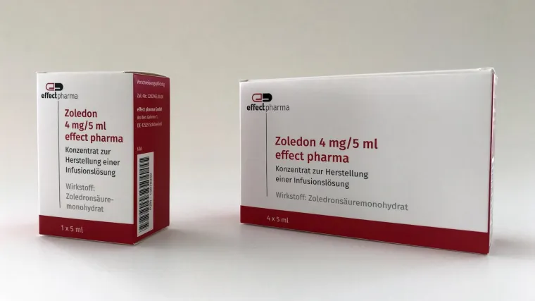 Bild: Neu seit 15 Juli: Zoledon 4 mg/5 ml effect pharma – effect pharma erhält Zulassung für Zoledronsäure