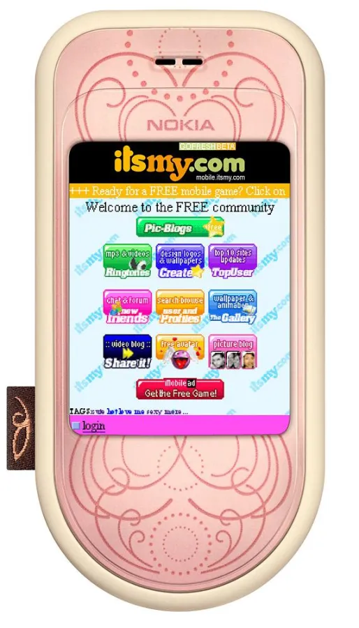 itsmy.com mobile community, social networking, mobile, gofresh, user generated mobile content. Hier abgebildet in einem: Nokia 7373