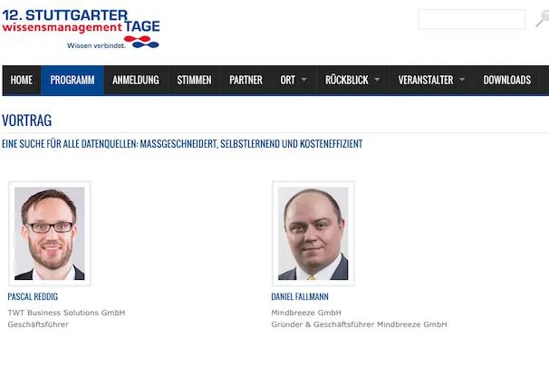 Bild: TWT Business Solutions mit Vortrag auf den 12. Stuttgarter Wissensmanagement-Tagen