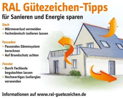 Kosten senken und den Wohnkomfort steigern - RAL Gütezeichen Tipps für Sanieren und Energiesparen Bild: Kosten senken und den Wohnkomfort steigern - RAL Gütezeichen Tipps für Sanieren und Energiesparen