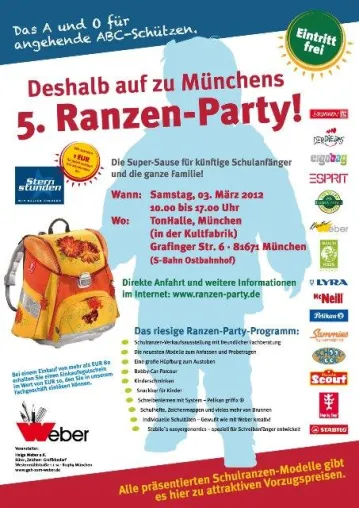 5. SCHULRANZENPARTY IN MÜNCHEN AM 03.03.2012 IN DER TONHALLE ( KULTFABRIK ) Bild: 5. SCHULRANZENPARTY IN MÜNCHEN AM 03.03.2012 IN DER TONHALLE ( KULTFABRIK )