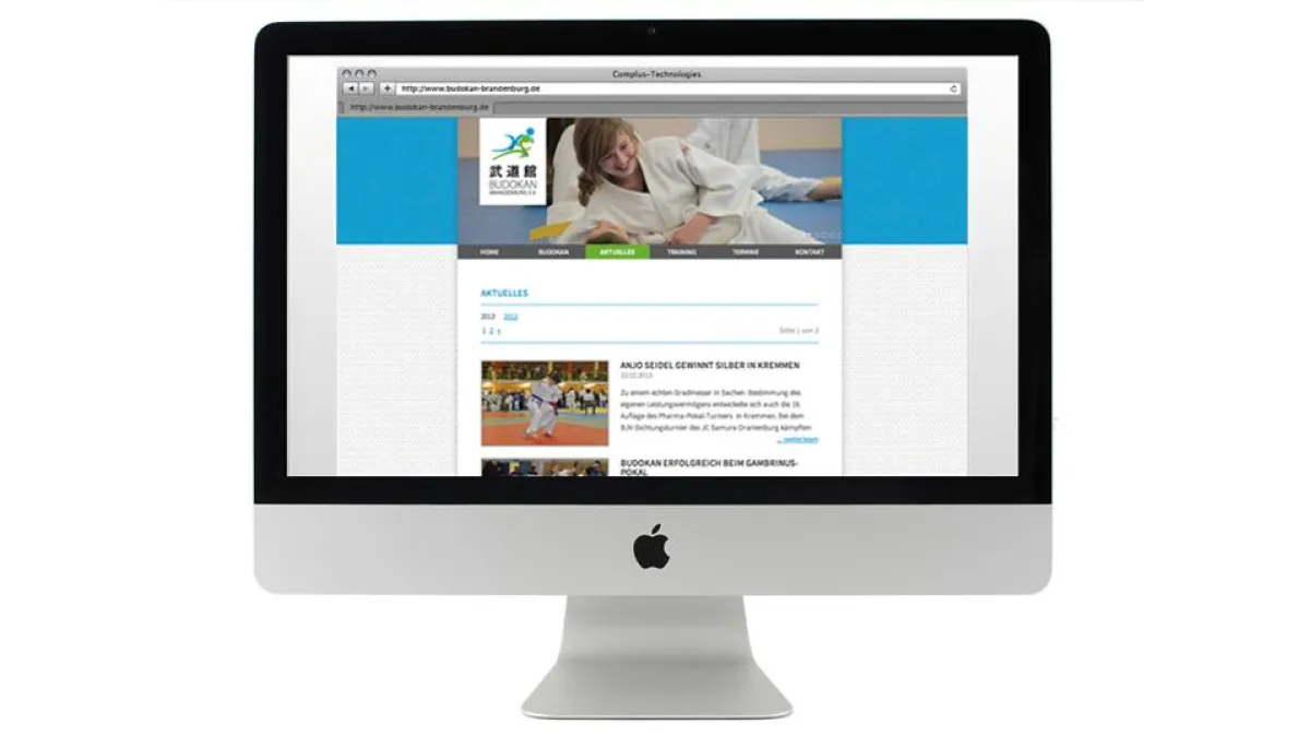 Die Website des Judovereins im neuen Corporate Design.