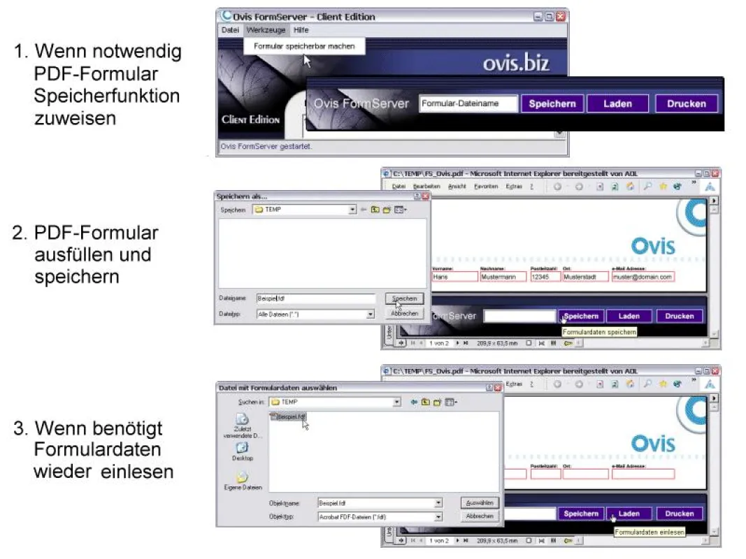Menü pdf-FormServer