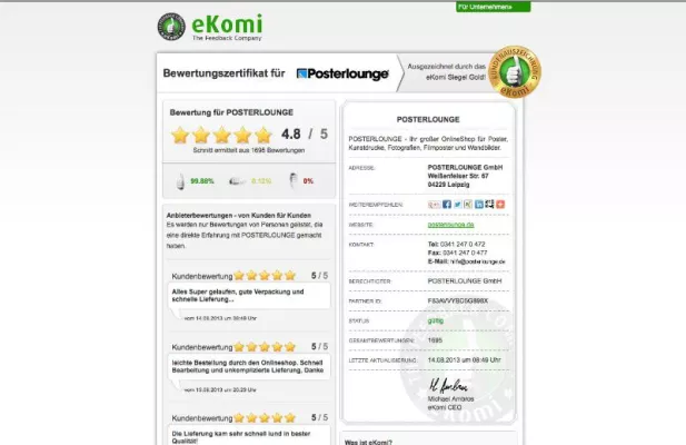 Neue Transparenz in der Kundenzufriedenheit bei Posterlounge.de Bild: Neue Transparenz in der Kundenzufriedenheit bei Posterlounge.de