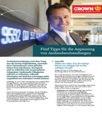 Bild: Crown World Mobility veröffentlicht Artikel aus der Reihe '5 Tipps zur Auslandsentsendung'