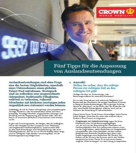 Bild: Crown World Mobility veröffentlicht Artikel aus der Reihe '5 Tipps zur Auslandsentsendung'