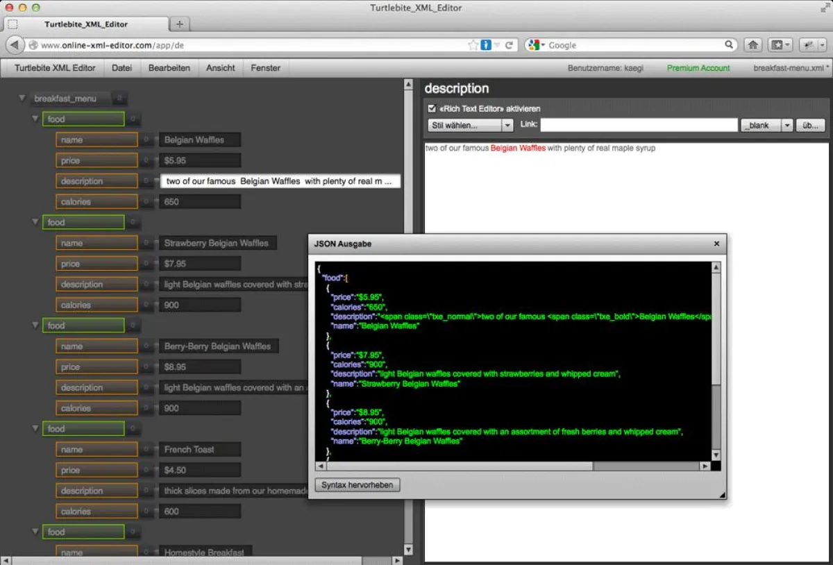 Turtlebite Online XML Editor