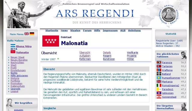 Bild: Neustart von Browserspiel - Internationale, kostenlose Politik- und Wirtschaftssimulation lädt zum Regieren ein