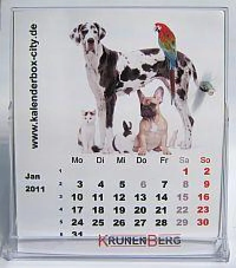 Kalenderbox Beispiel erstellt mit der kostenlosen Kalender Design Software