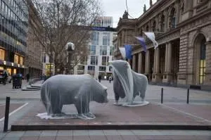 Bulle und Bär für heute "vernetzt" Bild: Bulle und Bär für heute "vernetzt"