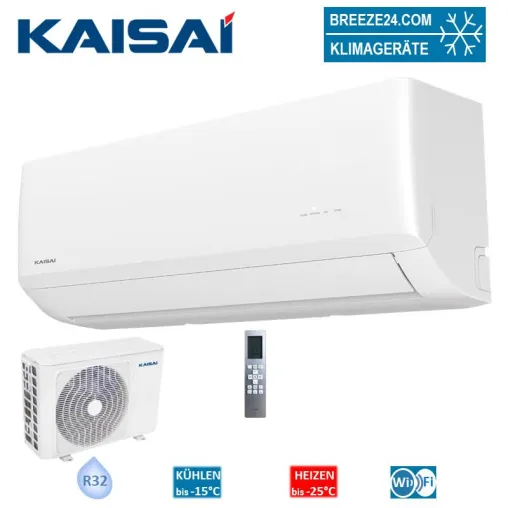 Klimaanlagen-Set von KAISAI KWC-12CRFI Wandgerät Care + KWC-12CRFO R32 von Breeze24.com Bild: Klimaanlagen-Set von KAISAI KWC-12CRFI Wandgerät Care + KWC-12CRFO R32 von Breeze24.com