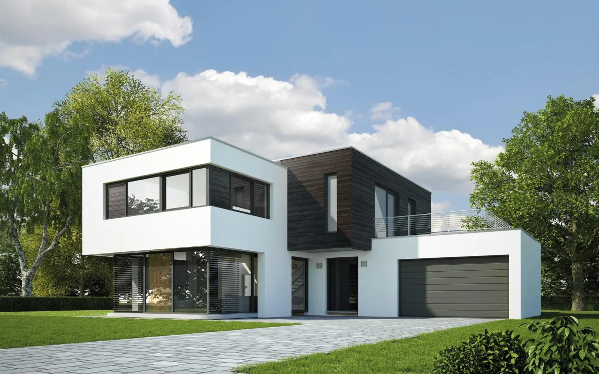 Bei Fassaden unterstreichen karbonisierte Holzprofile modernes Design