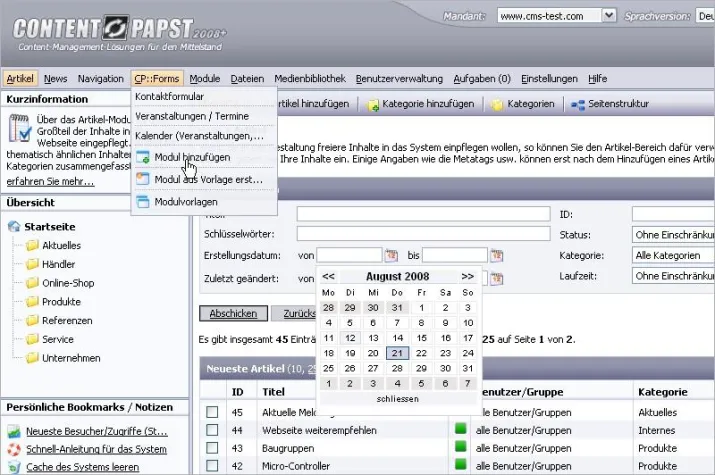 Mehr Flexibilität im Content-Management mit dem CMS Contentpapst Bild: Mehr Flexibilität im Content-Management mit dem CMS Contentpapst