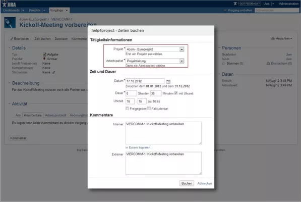 Bild: help4project jetzt mit JIRA® Plug-in Schnelle Projektzeiterfassung vereinfacht Projektcontrolling