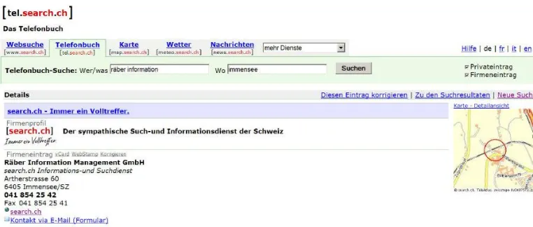 Das innovativste Telefonverzeichnis der Schweiz tel.search.ch erweitert die Kontaktmöglichkeiten per E-Mail Bild: Das innovativste Telefonverzeichnis der Schweiz tel.search.ch erweitert die Kontaktmöglichkeiten per E-Mail