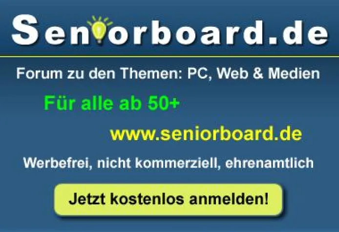 Bild: Seniorboard.de das werbefreie, kostenlose Forum für Menschen ab 50+ zu den Themen PC, Internet und Medien