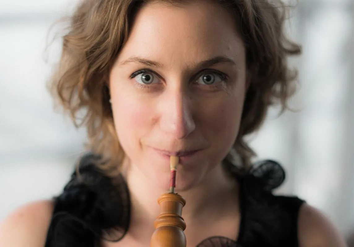 Susanne Regel spielt ihre Barockoboe bei den Internationalen Händel-Spielen Foto: Michel Marang 201