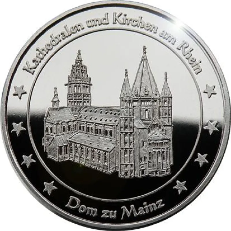 Der Dom zu Mainz auf einer Rheintaler-Medaille
