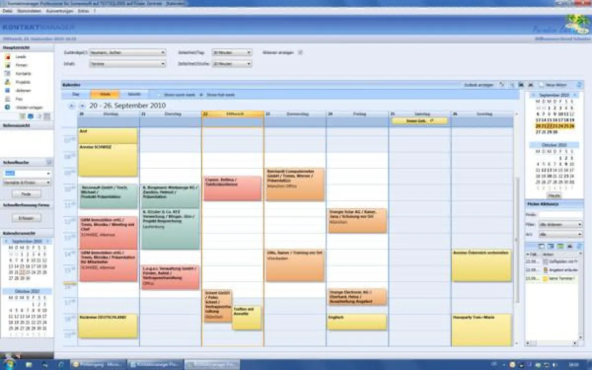 Der neue Terminkalender des Sumerasoft CRM-Kontaktmanager