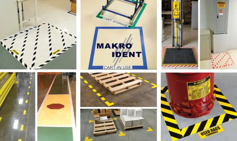 Bild: Visuelle Bodenkennzeichnungen für 5S / Lean-Bereiche 
