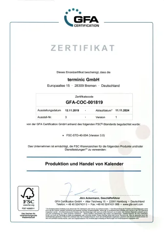 Bild: Meisterhaft: terminic GmbH - 2019 ein weiteres Mal erfolgreich FSC® zertifiziert