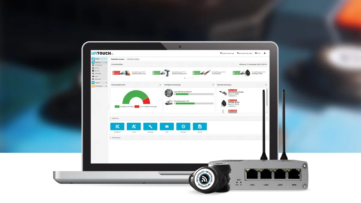 UnTouch Weboberfläche mit GeoTags und Lagertracker (© Coeln Concept GmbH)