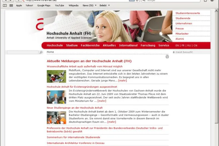 Bild: blueways führt Relaunch der Hochschule Anhalt (FH) durch