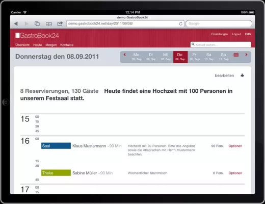 Bild: Das iPad ersetzt das klassische Reservierungsbuch