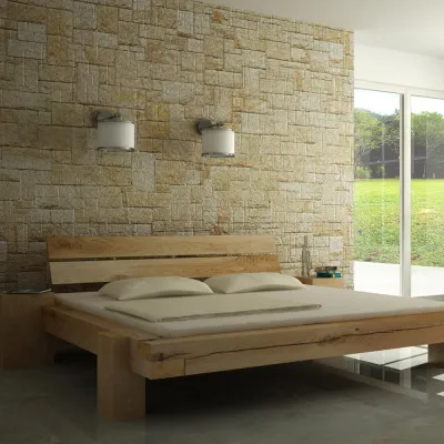 Bild: Balkenbett aus massiven Eiche Holzbalken von WOODLUX