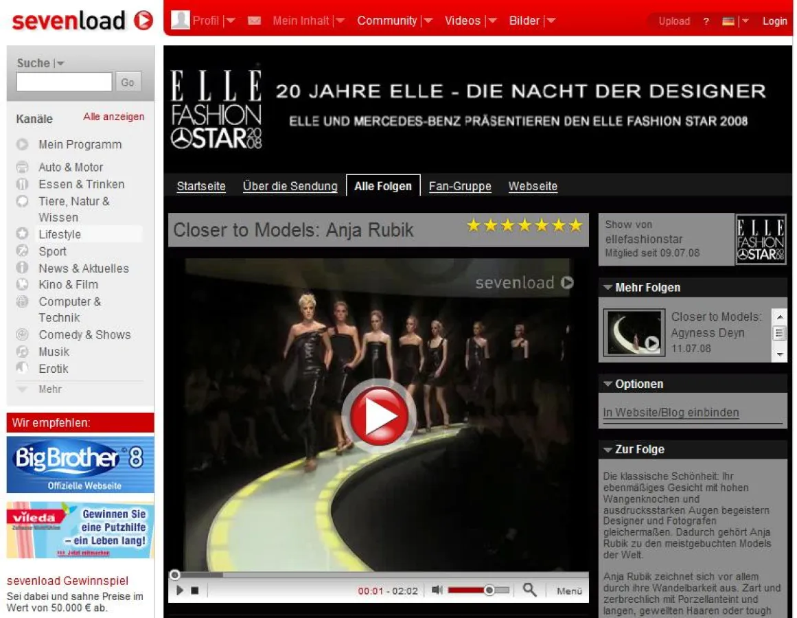 ELLE bringt internationale Topmodels zu sevenload