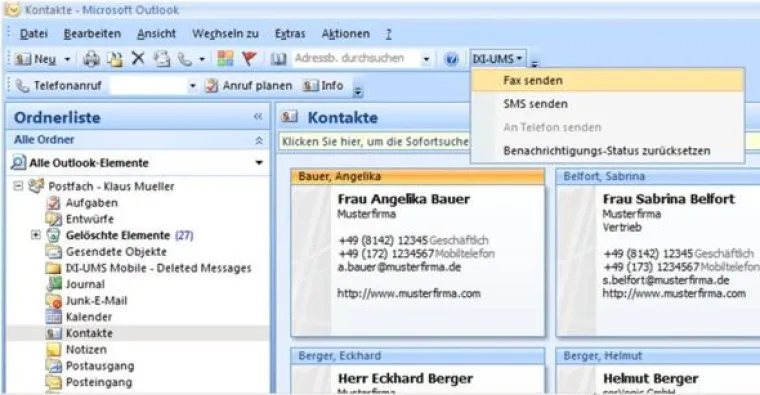 Bild: Komfortabel faxen am Arbeitsplatz - serVonic IXI-UMS Client Tools ready for Windows 7