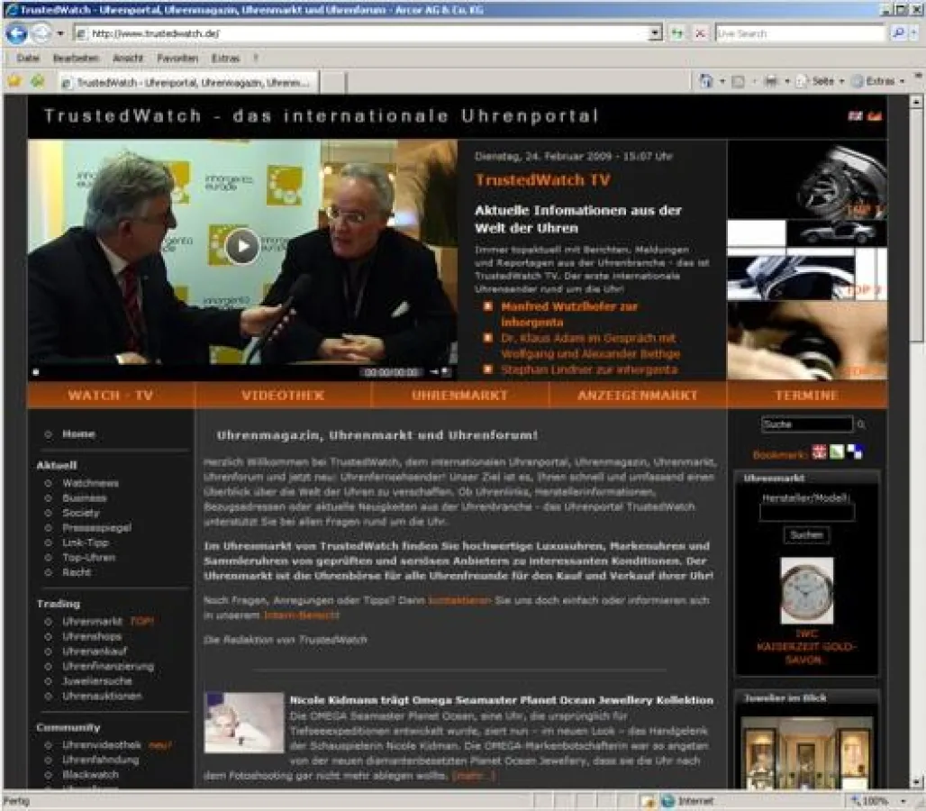 Uhrenfernsehen rund um die Uhr!