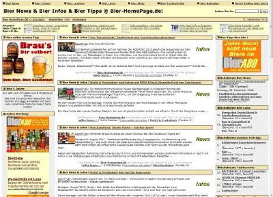 Bild: Bier-HomePage.de mit neuen Features online