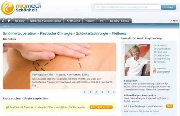 Bild: PIP-Skandal – Portal der Schönheit stellt Spezialistensuche online