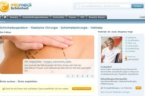 PIP-Skandal – Portal der Schönheit stellt Spezialistensuche online Bild: PIP-Skandal – Portal der Schönheit stellt Spezialistensuche online