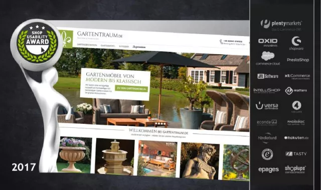 Bild: Auszeichnung für Gartentraum.de: Online-Shop für hochwertige Gartendekoration gewinnt „Shop Usability Award“