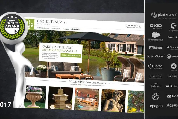 Bild: Auszeichnung für Gartentraum.de: Online-Shop für hochwertige Gartendekoration gewinnt „Shop Usability Award“
