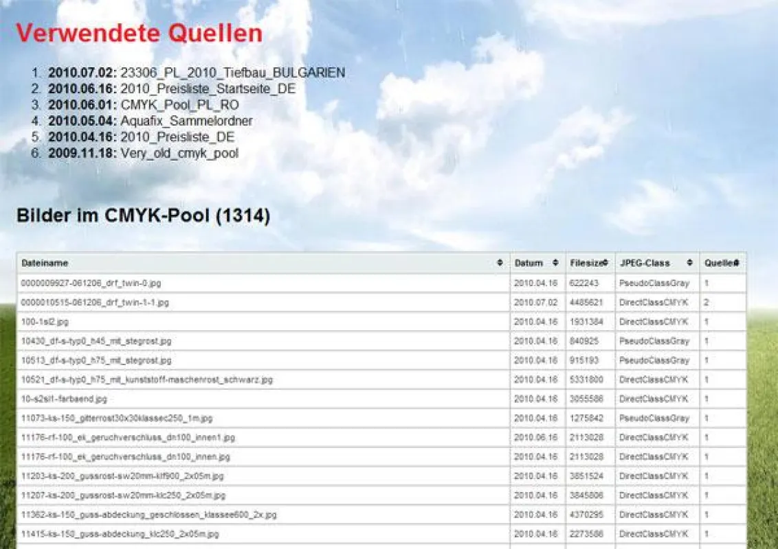 Bildermanagement bei www.hauraton.de