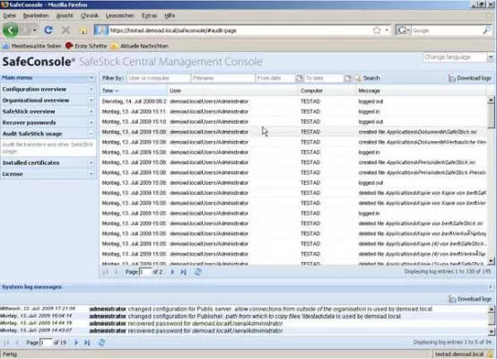 Bild: SafeConsole für sichere Authentifizierung und Datenaustausch von SafeSticks im Unternehmen