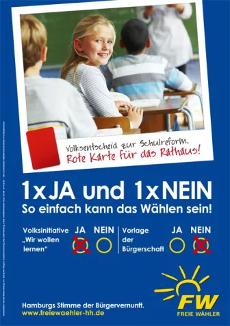 Bild: FREIE WÄHLER Hamburg: Volksentscheid zur Schulreform bringt Auftrieb für unabhängige Bürgerbewegung