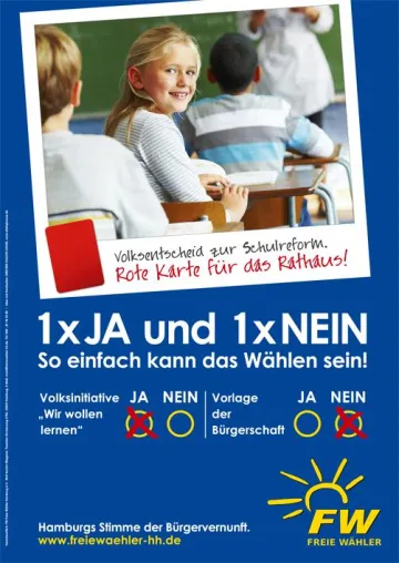 FREIE WÄHLER Hamburg: Volksentscheid zur Schulreform bringt Auftrieb für unabhängige Bürgerbewegung Bild: FREIE WÄHLER Hamburg: Volksentscheid zur Schulreform bringt Auftrieb für unabhängige Bürgerbewegung