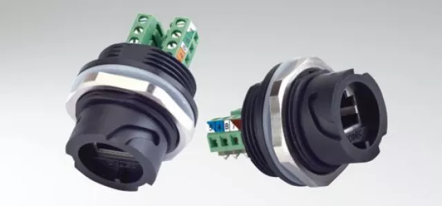 Bild: CONEC Steckverbinder - IP67 RJ45 Einbausteckverbinder mit Schraubanschluss
