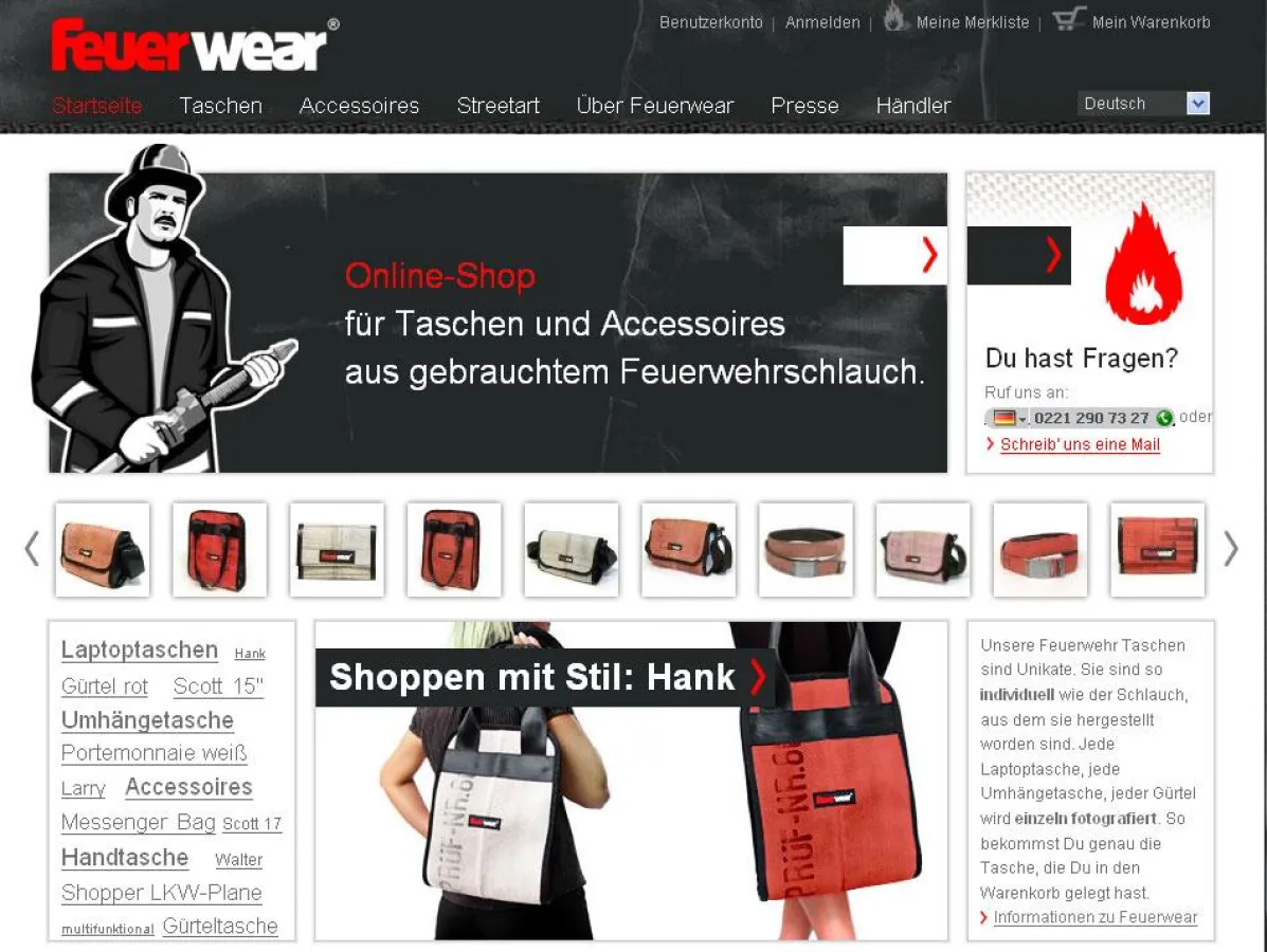 Online-Shop für Feuerwehrtaschen auf Magento-Basis