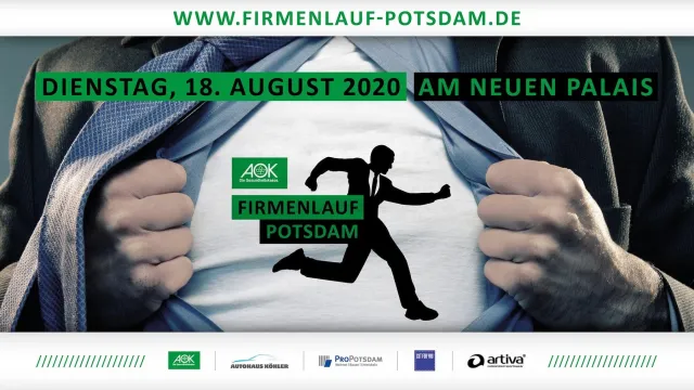 AOK Firmenlauf Potsdam: Verschiebung statt Absage! Neuer Termin: Dienstag, 18. August 2020 Bild: AOK Firmenlauf Potsdam: Verschiebung statt Absage! Neuer Termin: Dienstag, 18. August 2020