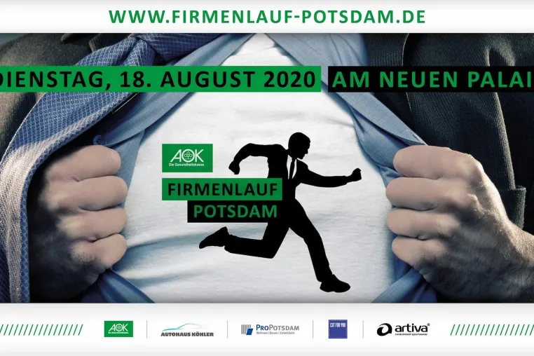 AOK Firmenlauf Potsdam: Verschiebung statt Absage! Neuer Termin: Dienstag, 18. August 2020 Bild: AOK Firmenlauf Potsdam: Verschiebung statt Absage! Neuer Termin: Dienstag, 18. August 2020