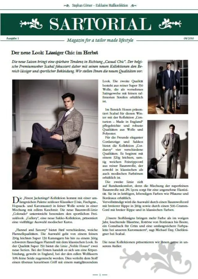 Titelblatt Sartorial - Magazin for a tailor-made lifestyle